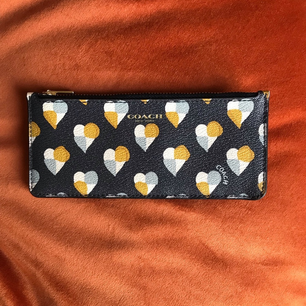 Coach Heart Print Card Holder Coin Pouch